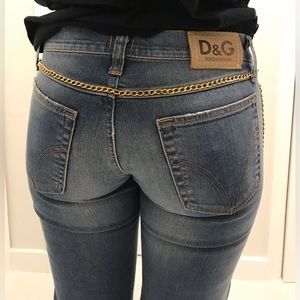Original Dolce & Gabbana blue jeans, with chain detail,  size European 32x46.